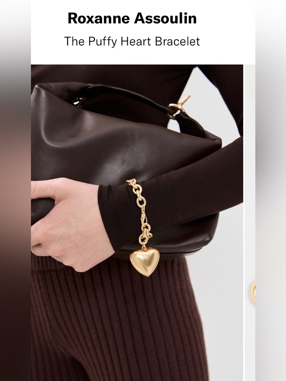 Roxanne Assoulin Gold Puffy Heart Bracelet Charm 18K Plated AUTHENTIC.  NEW